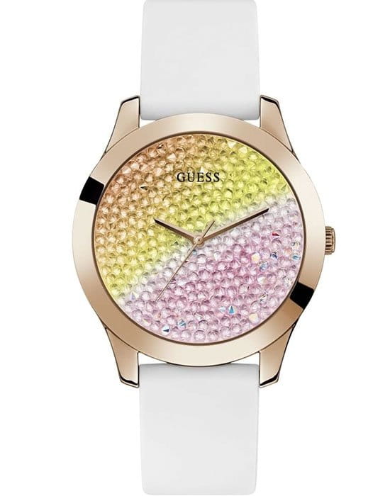 Guess Guess  W1223L3  W1223L3 кварцевые женские часы цветной циферблат, браслет силикон — вид спереди