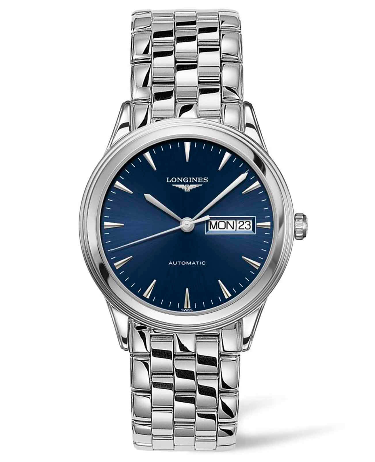 Longines Longines Flagship L4.899.4.92.6  L48994926 механические мужские часы синий циферблат, браслет нержавеющая сталь — вид спереди