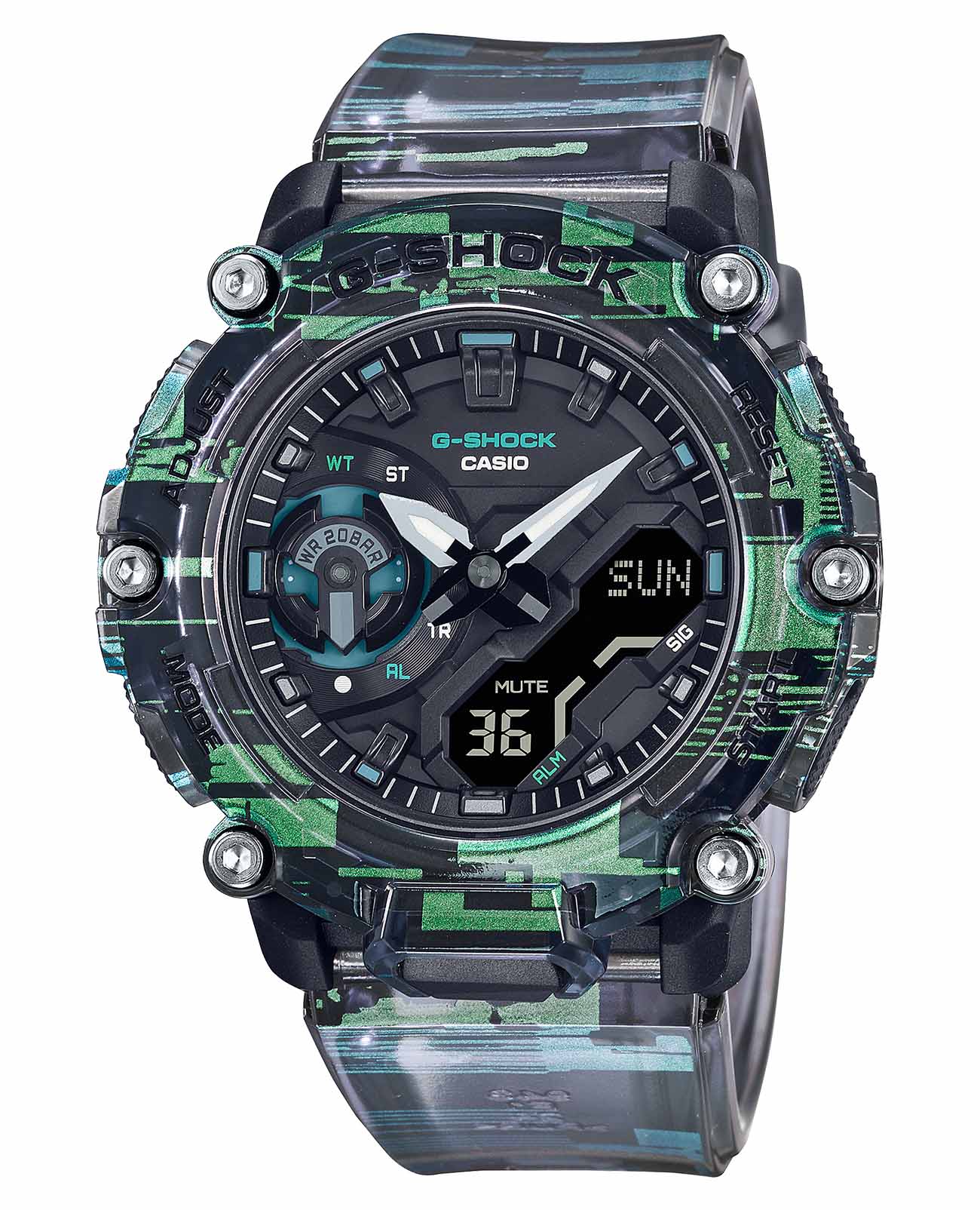 Casio Casio G-Shock GA-2200NN-1A GA GA-2200NN-1A электронные мужские часы черный циферблат, браслет полимер — вид спереди