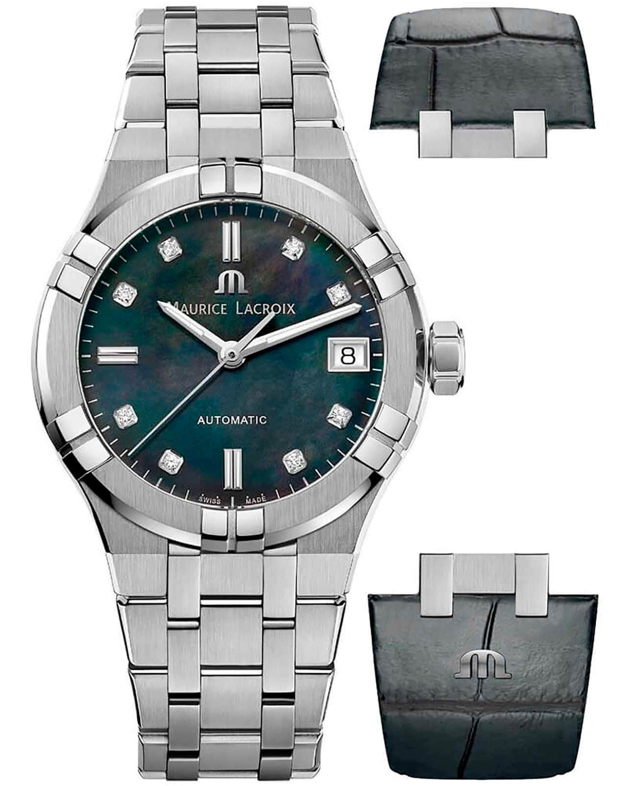 Maurice Lacroix Maurice Lacroix Aikon Automatic AI6006-SS002-370-2  AI6006-SS002-370-2 механические женские часы перламутровый циферблат, браслет нержавеющая сталь — вид спереди