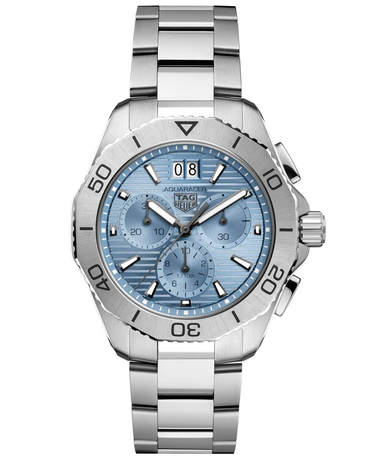 TAG Heuer TAG Heuer Aquaracer Professional 200 Date CBP1112.BA0627  CBP1112.BA0627 кварцевые мужские часы голубой циферблат, браслет нержавеющая сталь — вид спереди