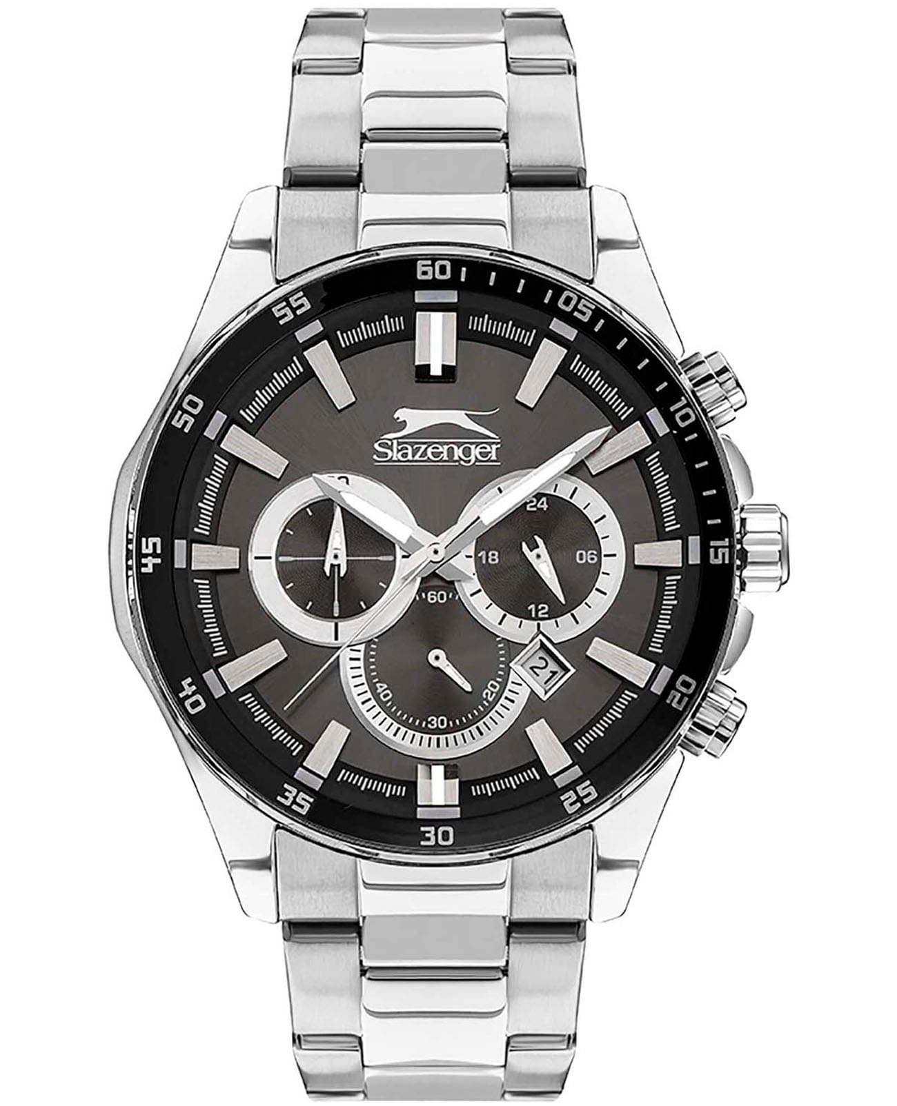 Slazenger Slazenger Sport SL.09.2078.2.01  SL.09.2078.2.01 кварцевые мужские часы серый циферблат, браслет суперметалл — вид спереди