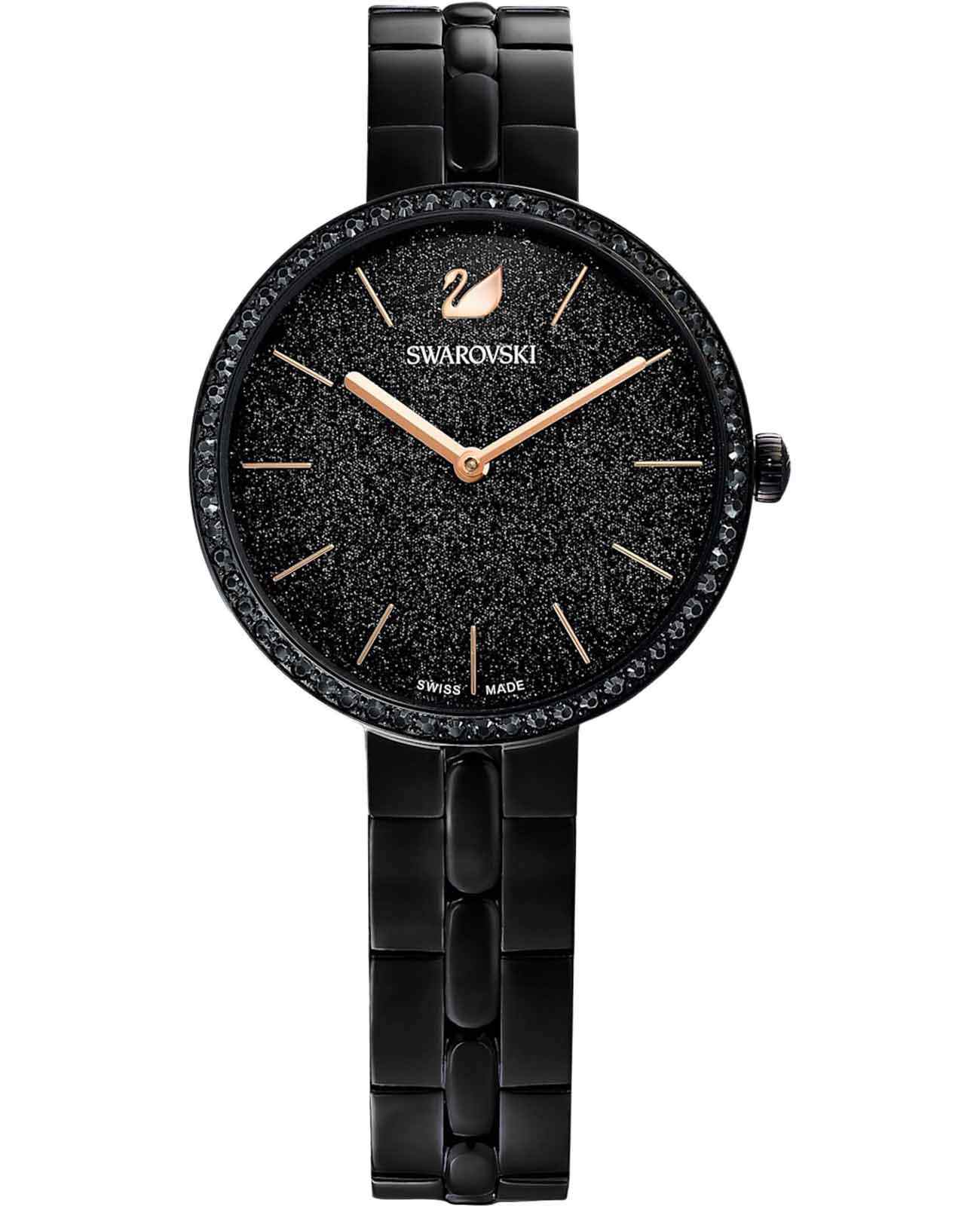 Swarovski Swarovski Cosmopolitan 5547646  5547646 кварцевые женские часы черный циферблат, браслет нержавеющая сталь с pvd-покрытием — вид спереди