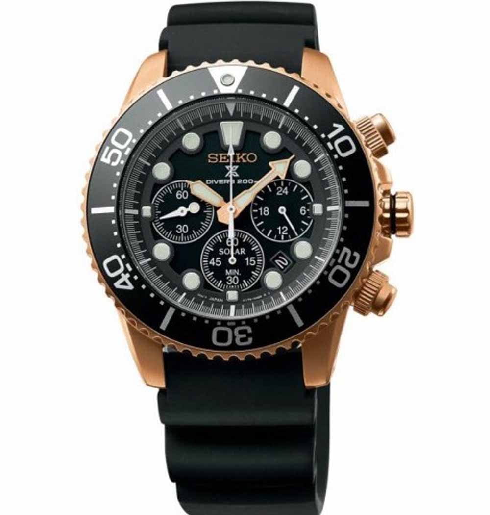 Seiko Seiko Prospex SSC618P1  SSC618P1  мужские часы черный циферблат, браслет кожаный — вид спереди