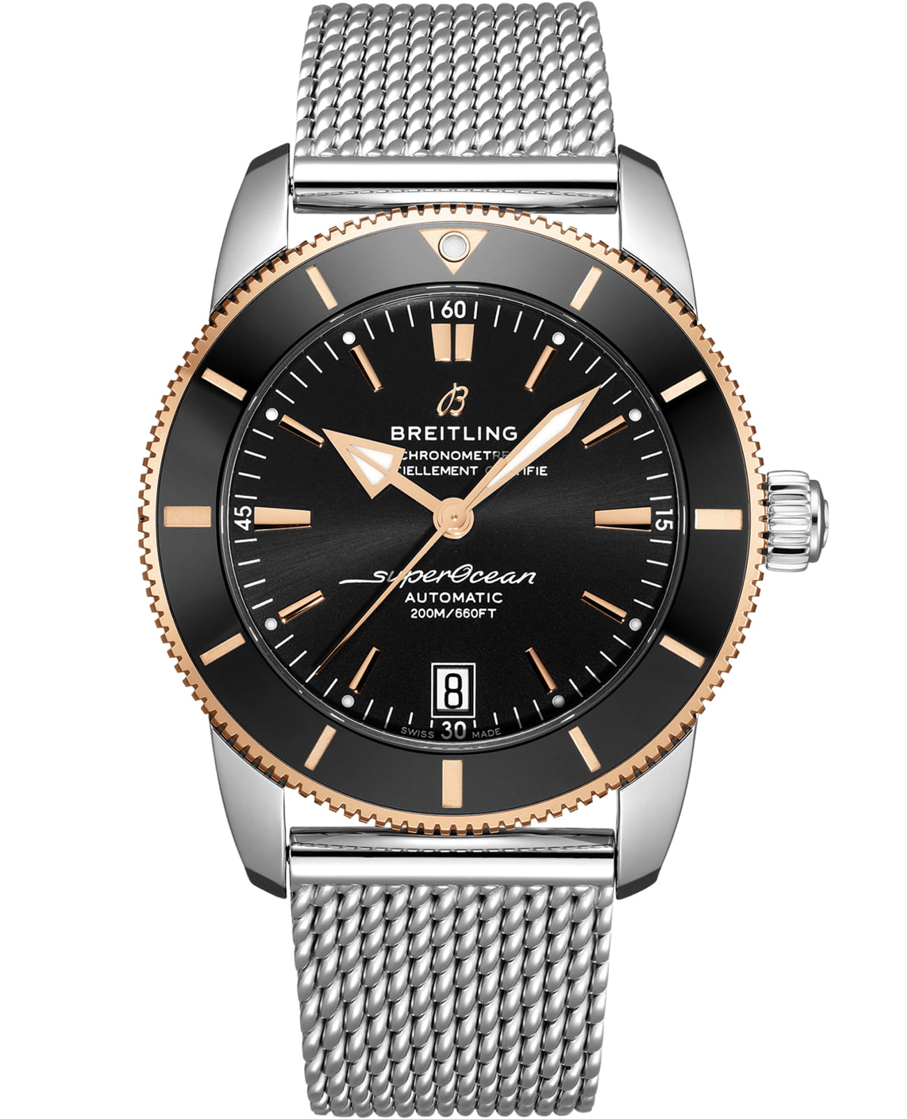 Breitling Breitling Superocean Heritage B20 Automatic 42 UB2010121B1A1  UB2010121B1A1 механические мужские часы черный циферблат, браслет нержавеющая сталь — вид спереди