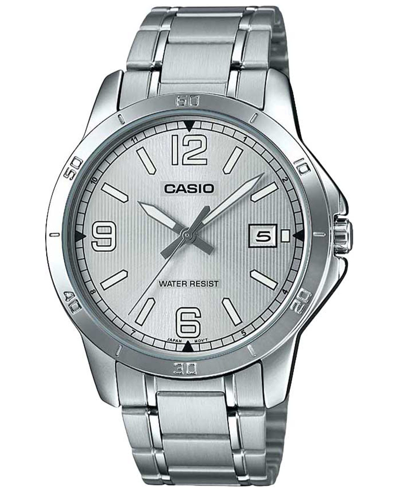 Casio Casio Collection MTP-V004D-7B2UDF (MTP-V004D-7B2)  MTP-V004D-7B2 кварцевые мужские часы серебристый циферблат, браслет нержавеющая сталь — вид спереди
