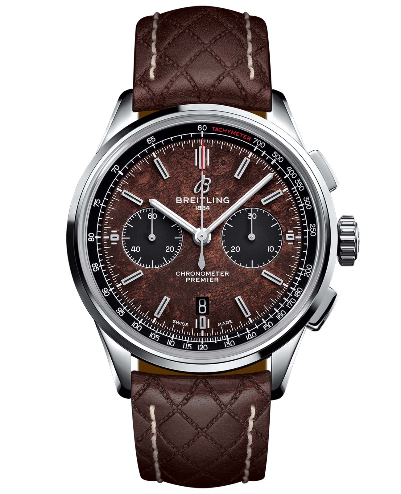 Breitling Breitling Premier B01 Chronograph 42 Bentley Centenary Limited Edition AB01181A1Q1X2  AB01181A1Q1X2 механические мужские часы коричневый циферблат, браслет кожаный — вид спереди