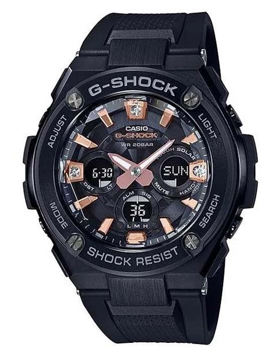 Casio Casio G-Shock GST-S310BDD-1A GST G-Steel GST-S310BDD-1A электронные мужские часы  циферблат, браслет кожа + текстиль — вид спереди