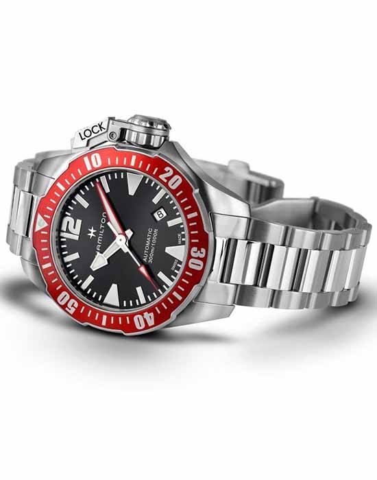 Hamilton Hamilton Khaki Navy Frogman H77725135 мужские часы черный циферблат на запястье
