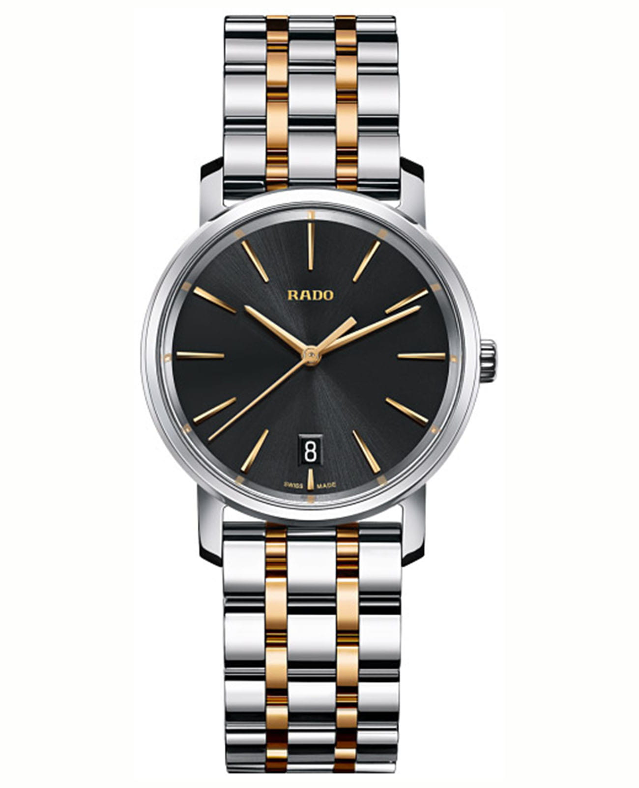 Rado Rado DiaMaster R14089163  R14089163 кварцевые женские часы черный циферблат, браслет нержавеющая сталь — вид спереди
