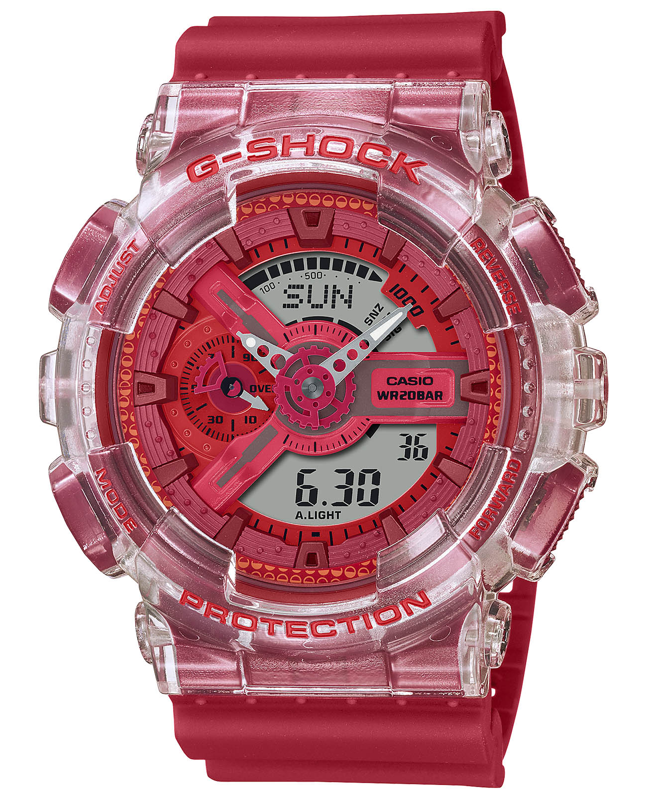 Casio Casio G-Shock GA-110GL-4ADR (GA-110GL-4A) GA-110 GA-110GL-4A электронные мужские часы цветной циферблат, браслет пластик — вид спереди