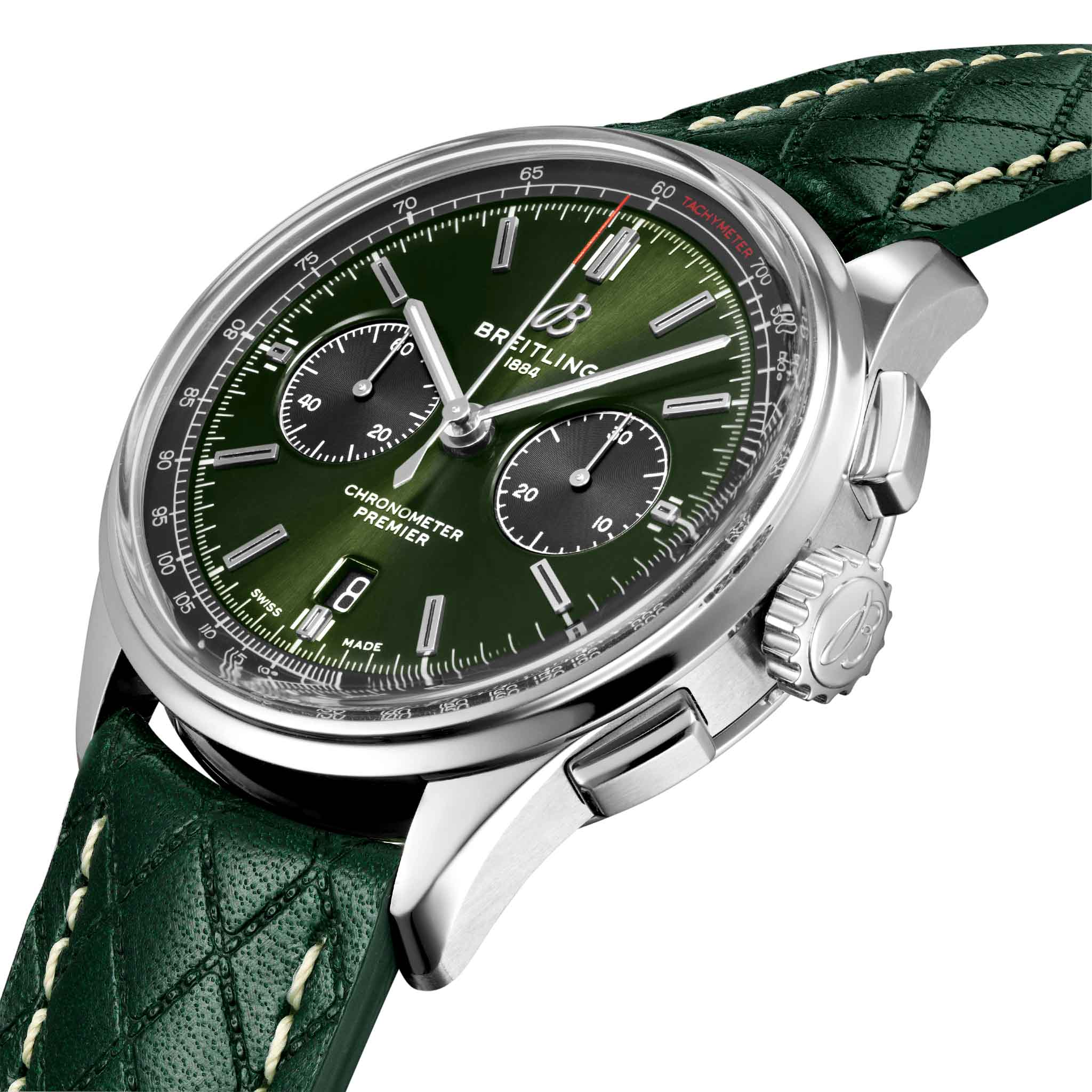 Breitling Breitling Premier B01 Chronograph 42 Bentley British Racing Green AB0118A11L1X1 , наручные мужские часы фото под углом