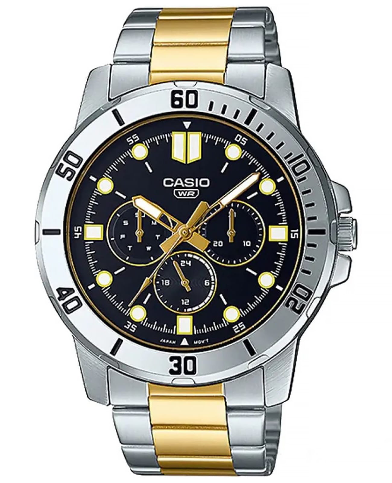 Casio Casio Collection MTP-VD300SG-1EUDF (MTP-VD300SG-1E)  MTP-VD300SG-1E кварцевые мужские часы черный циферблат, браслет нержавеющая сталь с ip-покрытием — вид спереди