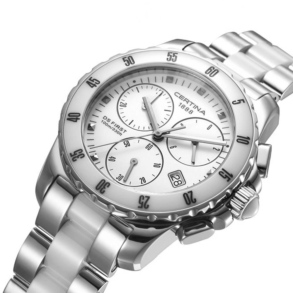 Оригинальные часы Certina Certina DS First Lady Ceramic C014.217.11.011.01 кварцевые калибр механизма eta g15.211 общий вид