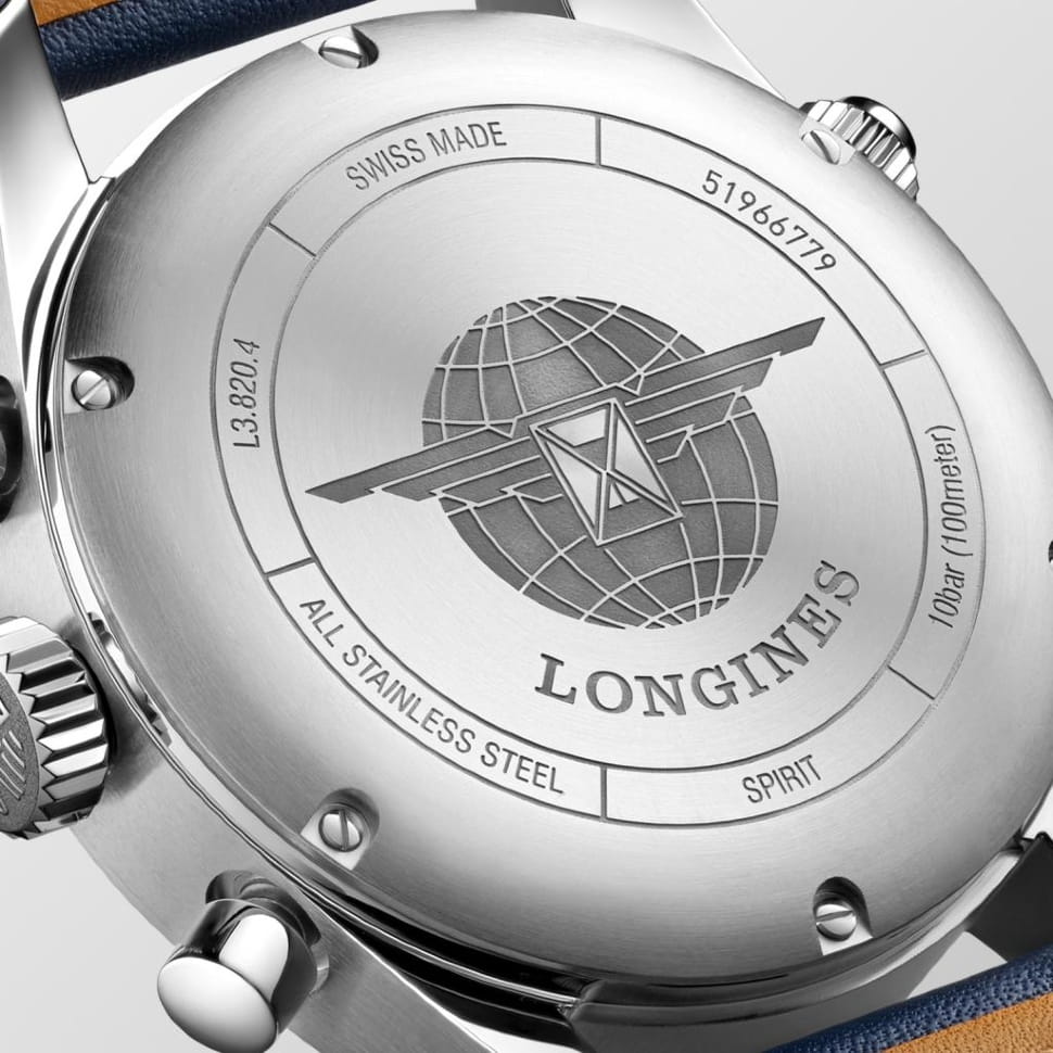 Longines Longines Spirit L3.820.4.93.3, spirit швейцария мужские часы на браслете кожаный боковой вид