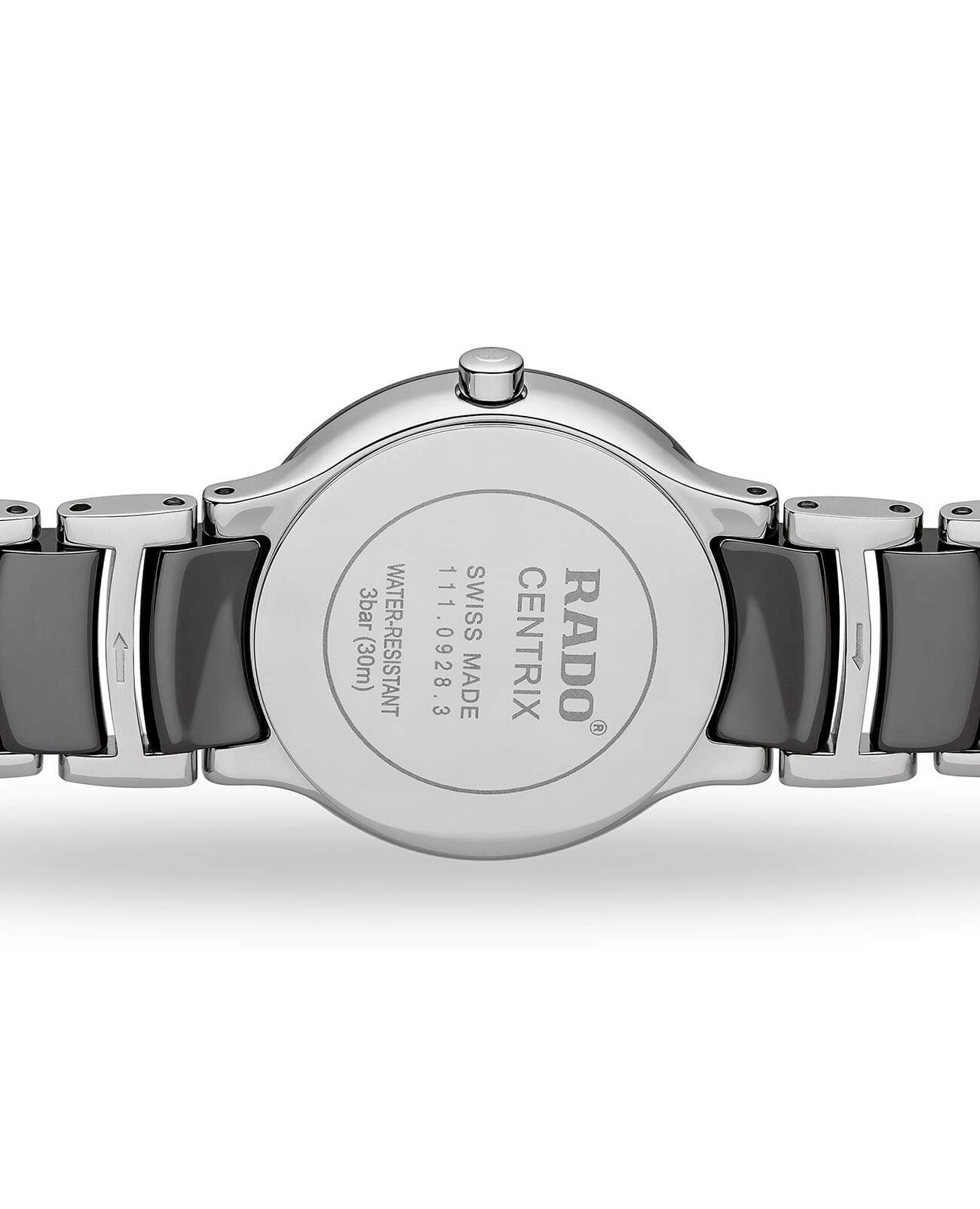 Rado Rado Centrix R30928132, centrix швейцария женские часы на браслете сталь + керамические вставки боковой вид