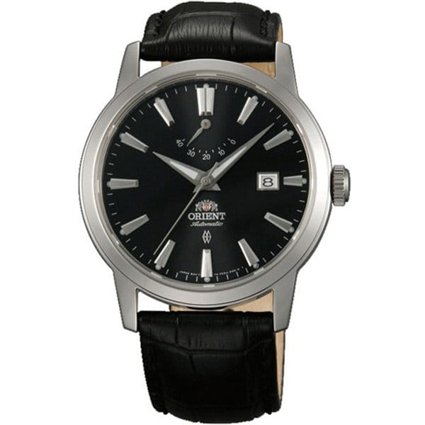 Orient Orient AF05003B (FAF05003B)  FAF05003B механические мужские часы черный циферблат, браслет кожаный — вид спереди
