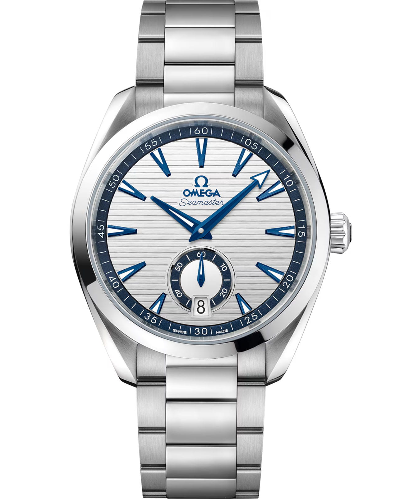 Omega Omega Seamaster Aqua Terra 220.10.41.21.02.004 Aqua Terra 22010412102004 механические мужские часы серебристый циферблат, браслет нержавеющая сталь — вид спереди