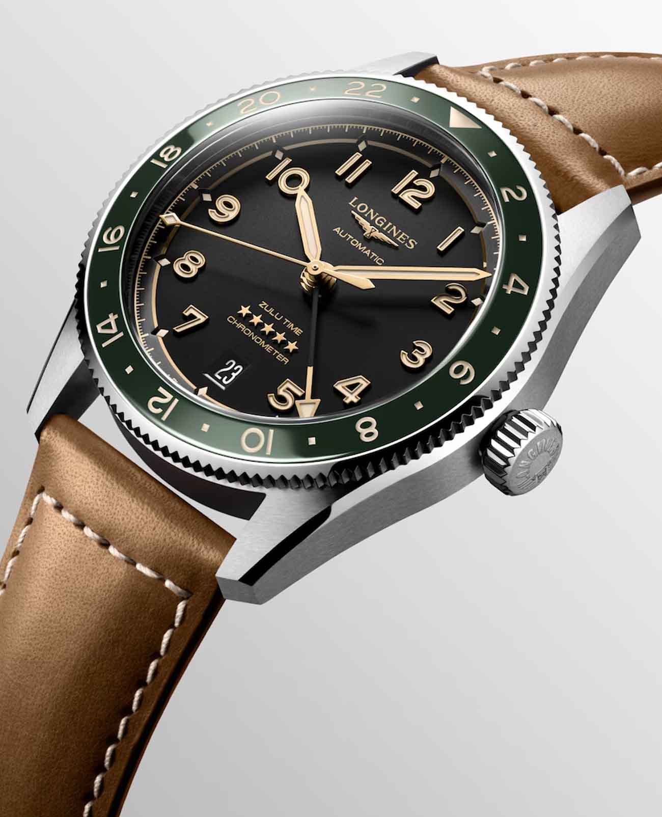 Longines Longines Spirit L3.802.4.63.2  — детали корпуса и кожаный