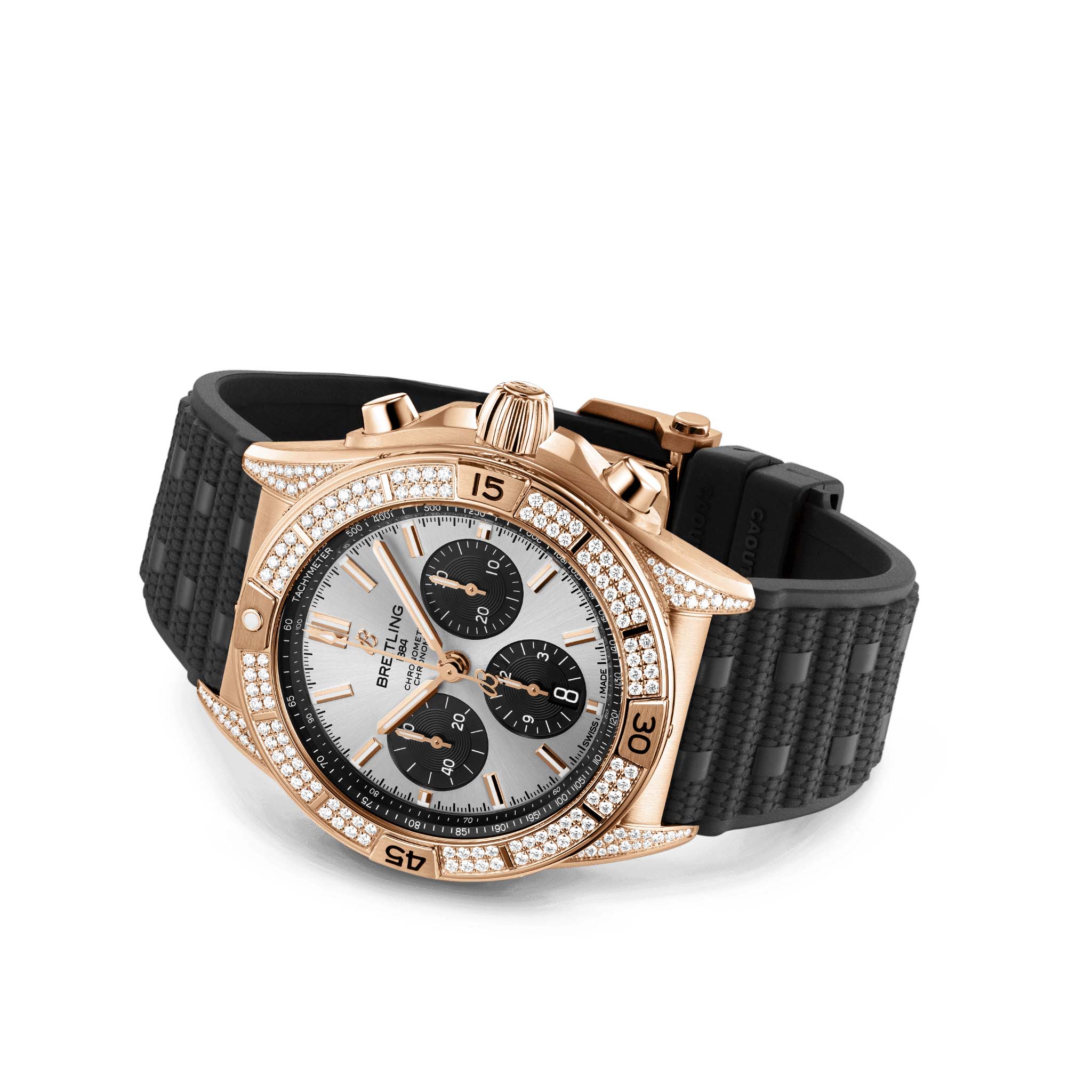 Breitling Breitling Chronomat B01 42 RB0134721G1S2, chronomat швейцария мужские часы на браслете каучук боковой вид