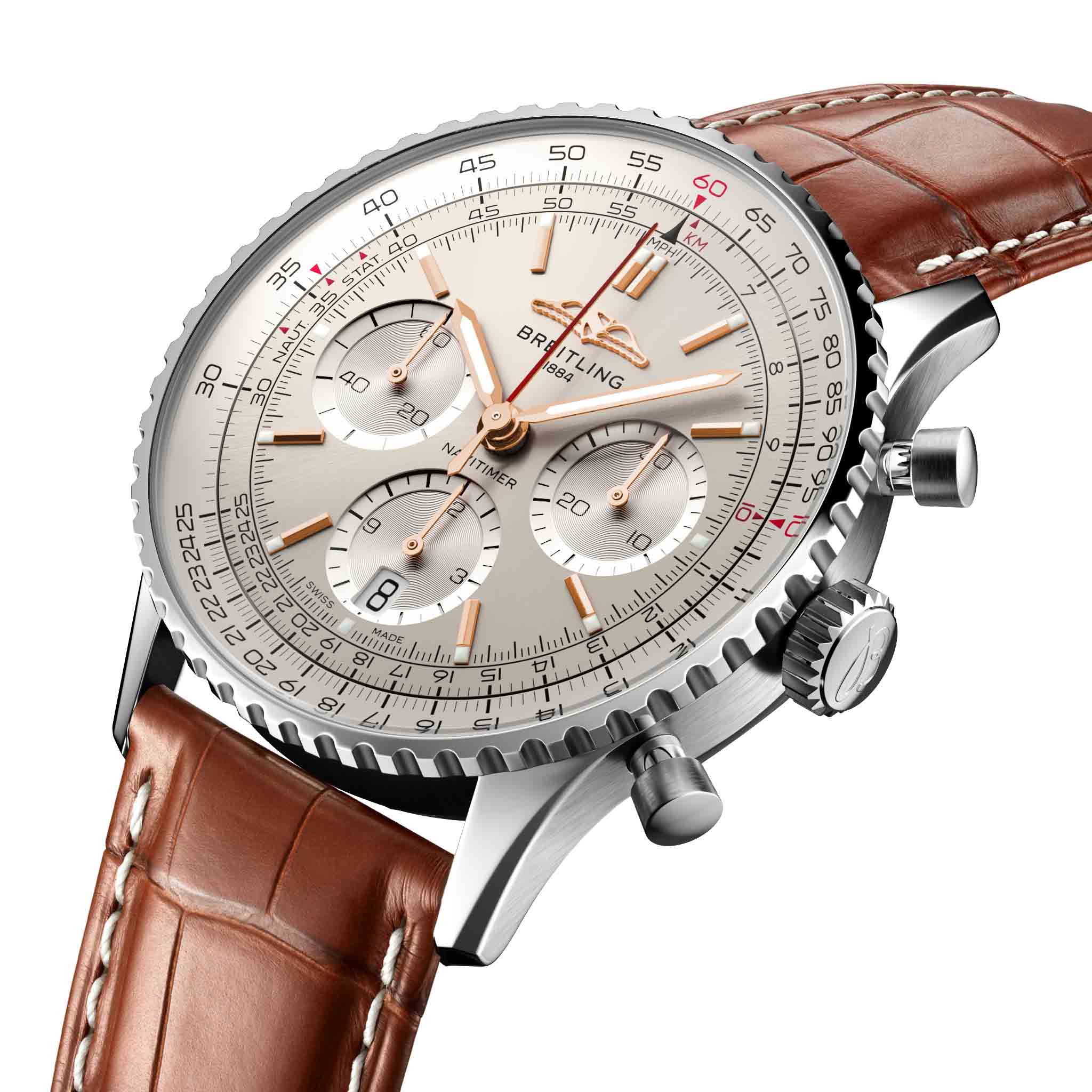 Breitling Breitling Navitimer B01 Chronograph 41 AB0139211G1P1 мужские часы белый циферблат на запястье