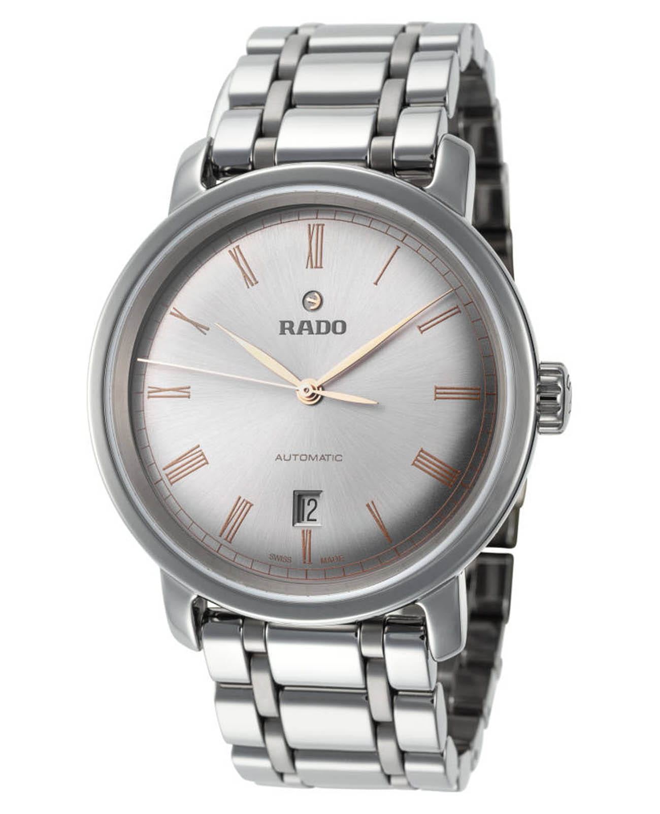 Rado Rado Diamaster R14806102 Automatic R14806102 механические мужские часы серебристый циферблат, браслет высокотехнологичная плазменная керамика — вид спереди