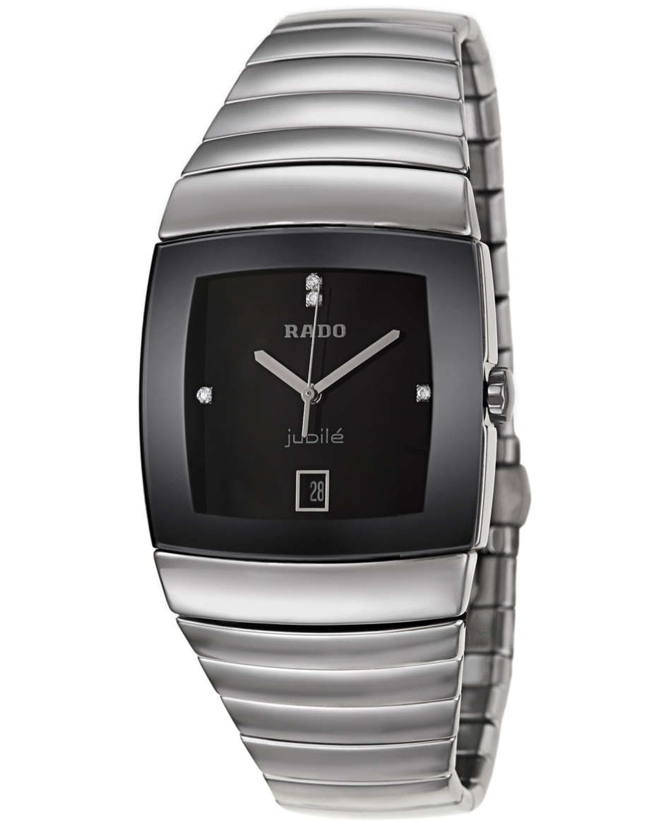 Rado Rado Sintra R13777702  R13777702 кварцевые мужские часы черный циферблат, браслет ceramos™ — вид спереди