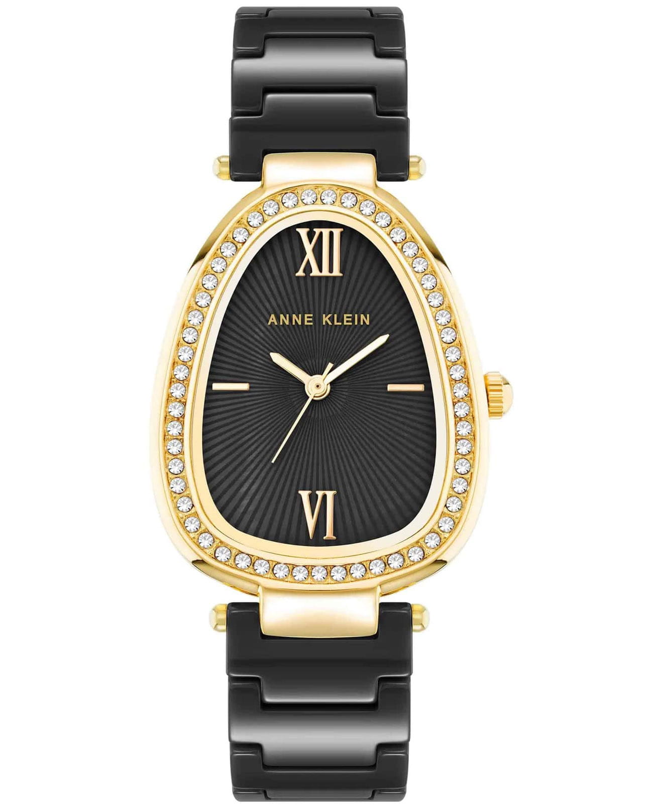 Anne Klein Anne Klein 5012GPBK  5012GPBK кварцевые женские часы черный циферблат, браслет сталь c pvd покрытием — вид спереди