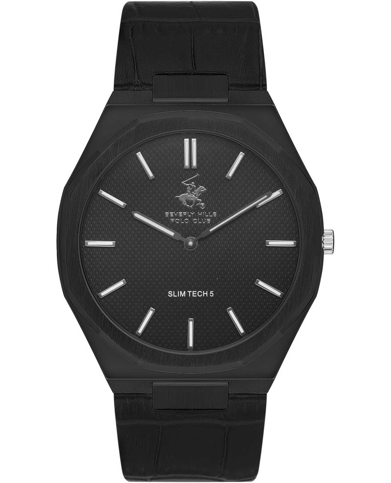 Beverly Hills Polo Club Beverly Hills Polo Club Quartz BP3607X.651  BP3607X.651 кварцевые мужские часы черный циферблат, браслет кожаный — вид спереди