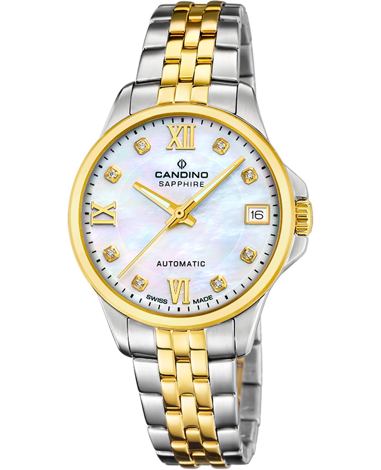Candino Candino Automatic Ladies C4771/1  C4771/1 механические женские часы перламутровый циферблат, браслет нержавеющая сталь с pvd-покрытием — вид спереди