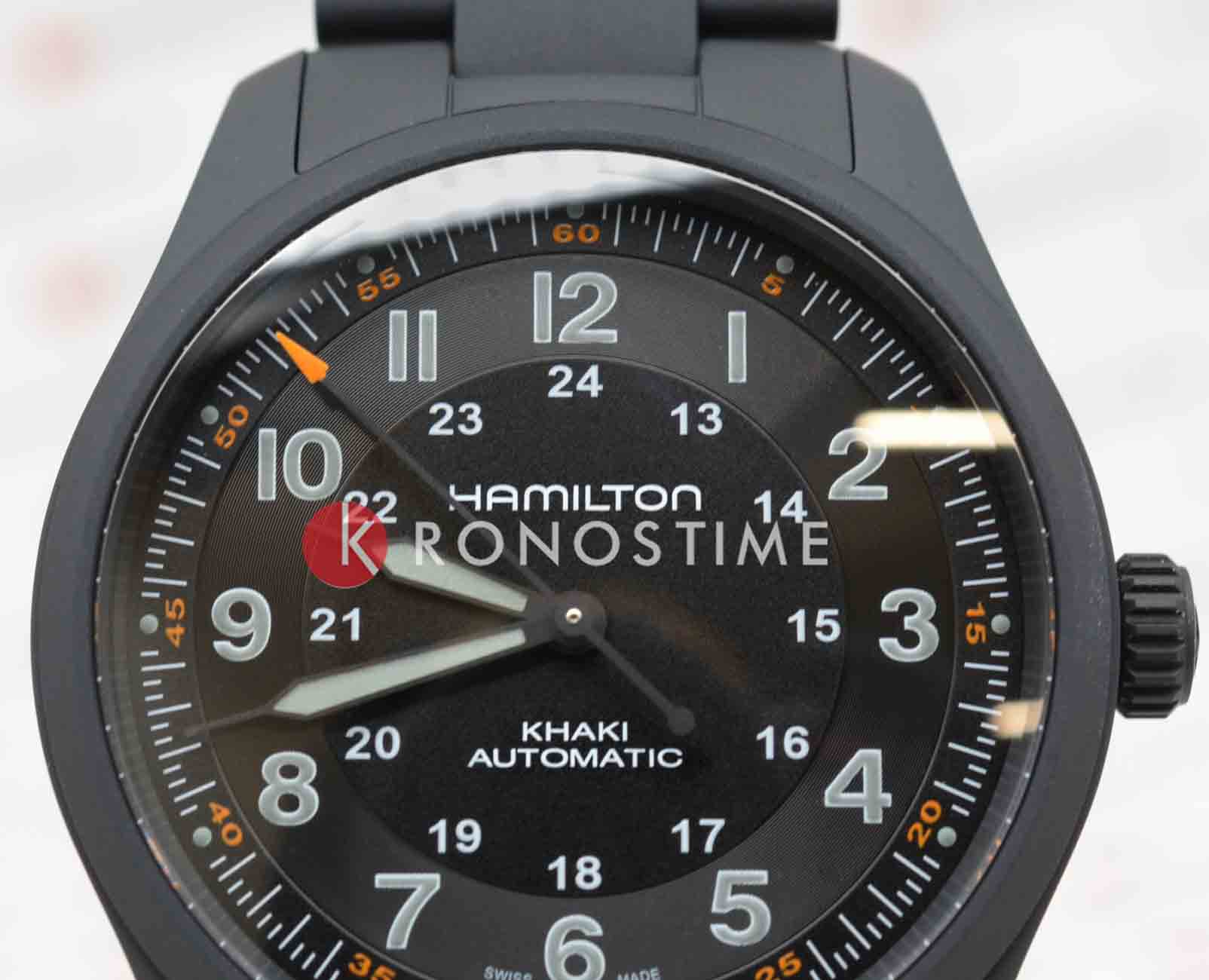 Hamilton Hamilton Khaki Field Titanium Auto H70215130, khaki field швейцария мужские часы на браслете титановый c pvd покрытием боковой вид