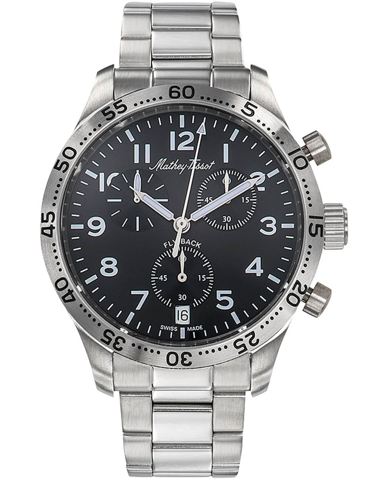 Mathey-Tissot Mathey-Tissot Type 21 H1821CHANG  H1821CHANG кварцевые мужские часы черный циферблат, браслет нержавеющая сталь — вид спереди