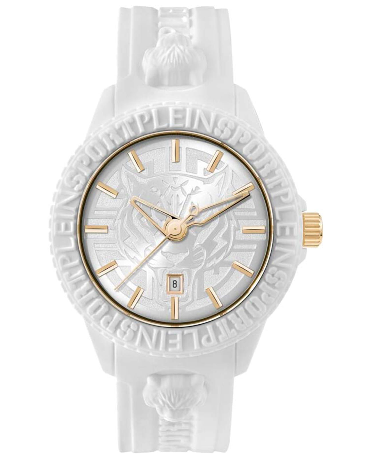 Plein Sport Plein Sport Fearless PSQBA0123  PSQBA0123 кварцевые мужские часы белый циферблат, браслет силикон — вид спереди