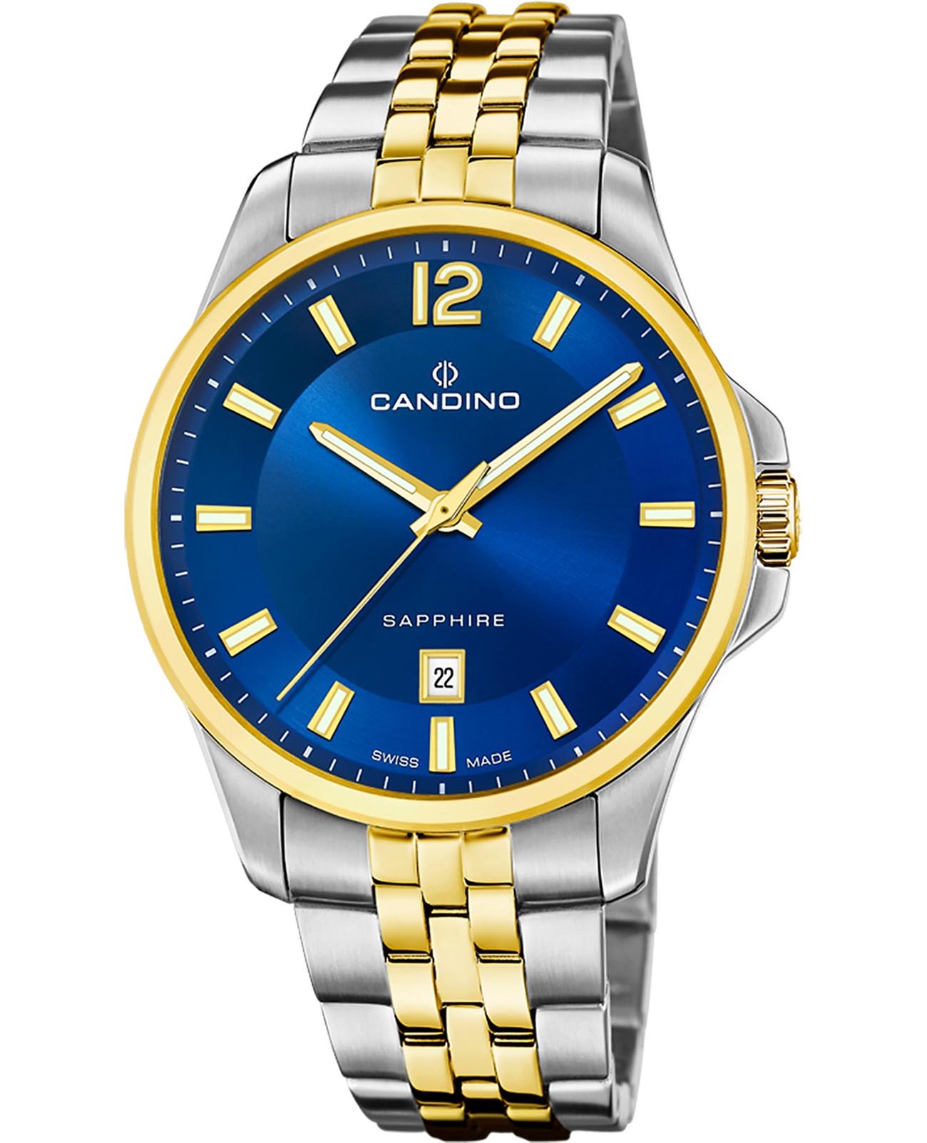 Candino Candino Gents Classic C4765/2  C4765/2 кварцевые мужские часы синий циферблат, браслет нержавеющая сталь с pvd-покрытием — вид спереди
