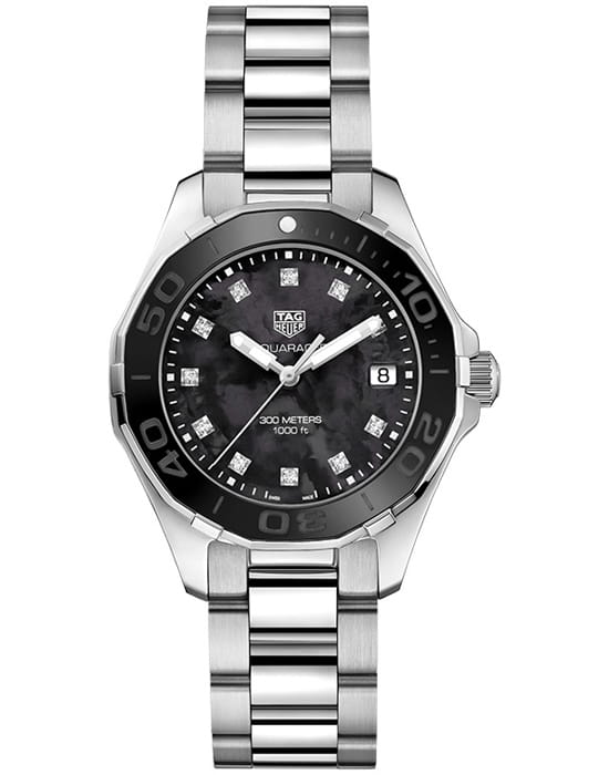 TAG Heuer TAG Heuer Aquaracer WAY131M.BA0748  WAY131M.BA0748 кварцевые женские часы синий циферблат, браслет нержавеющая сталь — вид спереди