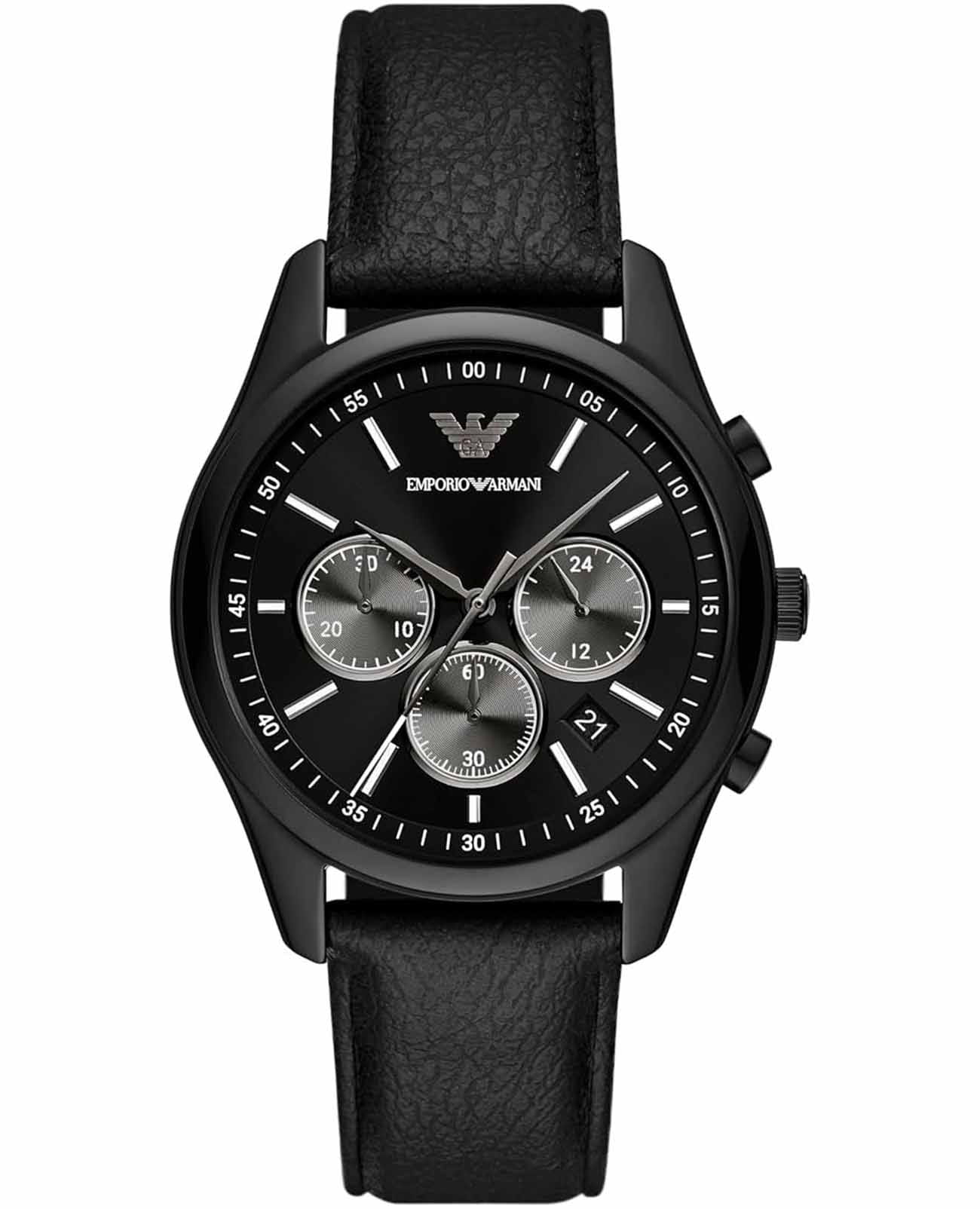 Emporio Armani Emporio Armani Antonio AR11583  AR11583 кварцевые мужские часы черный циферблат, браслет кожаный — вид спереди