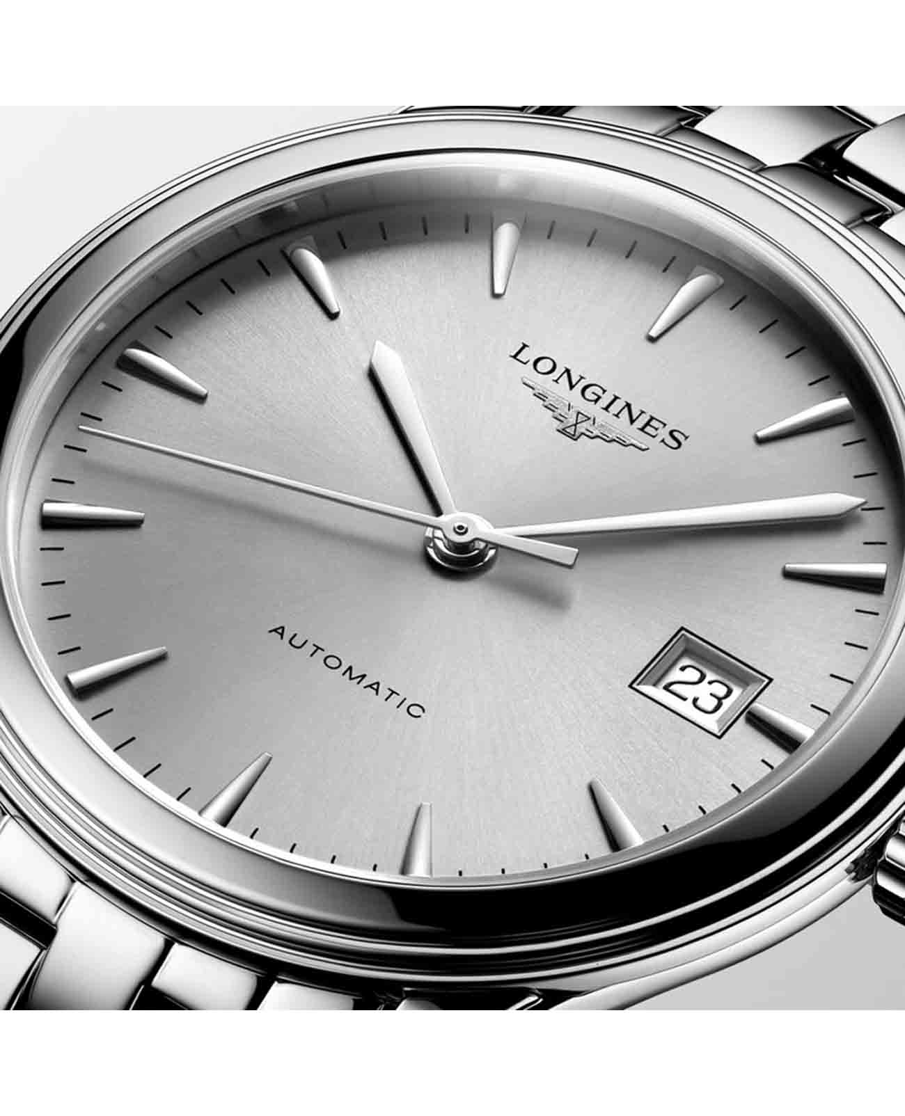 Longines Longines Flagship L4.974.4.72.6 мужские часы серебристый циферблат на запястье