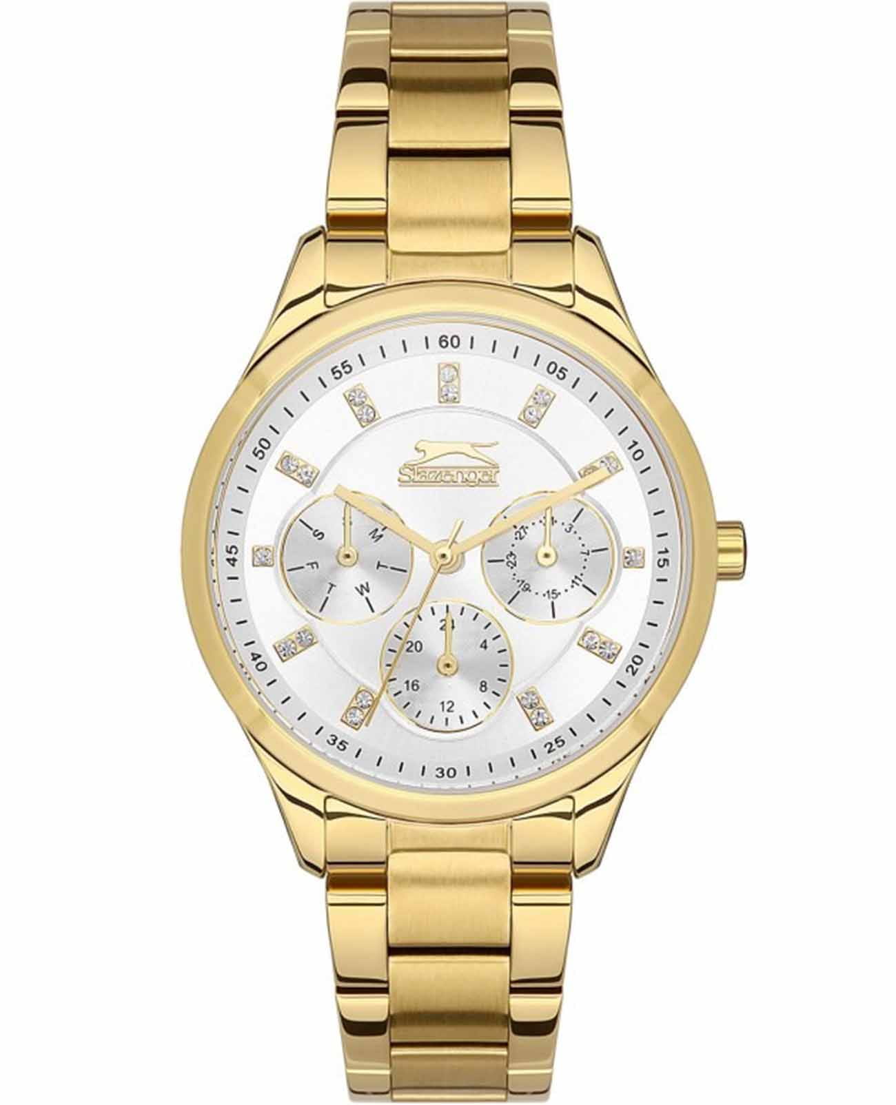 Slazenger Slazenger SL.09.2151.4.04  SL.09.2151.4.04 кварцевые женские часы белый циферблат, браслет суперметалл с ip покрытием — вид спереди