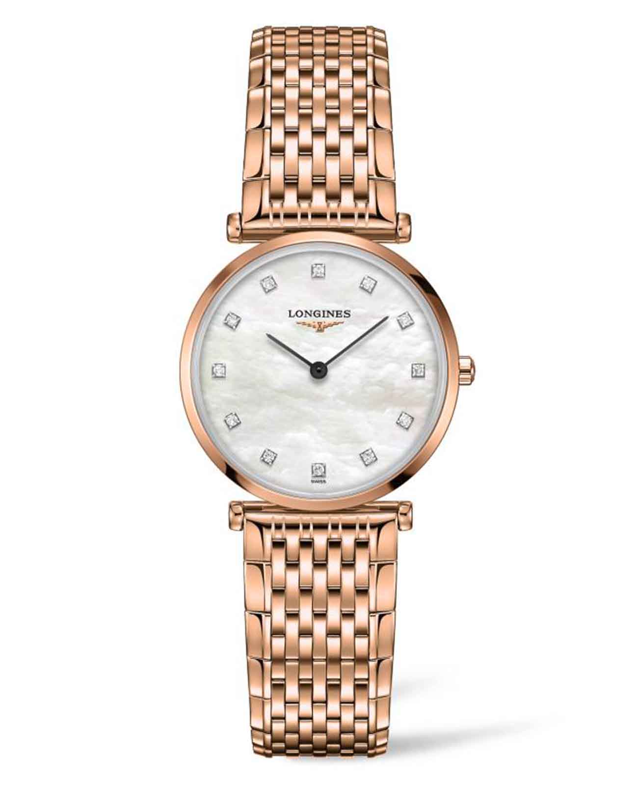 Longines Longines La Grande Classique L4.512.1.97.8  L45121978 кварцевые женские часы синий циферблат, браслет нержавеющая сталь с pvd-покрытием — вид спереди