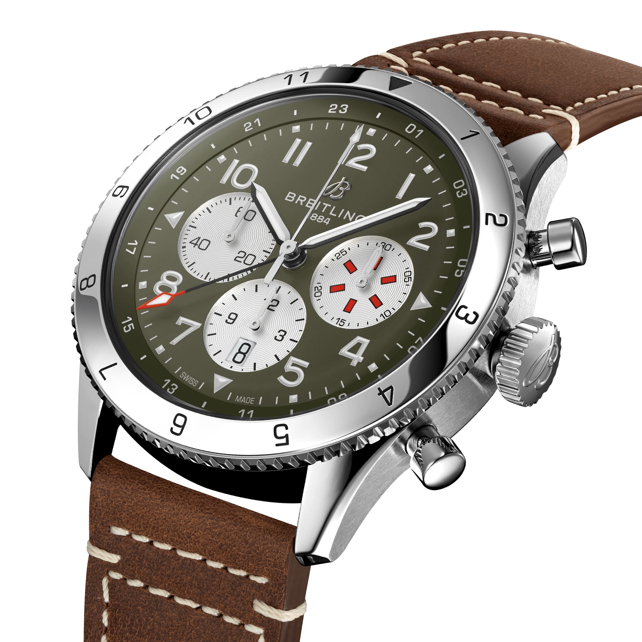 Breitling Breitling Super Avi B04 Chronograph GMT 46 Curtiss Warhawk AB04452A1L1X1 , наручные мужские часы фото под углом