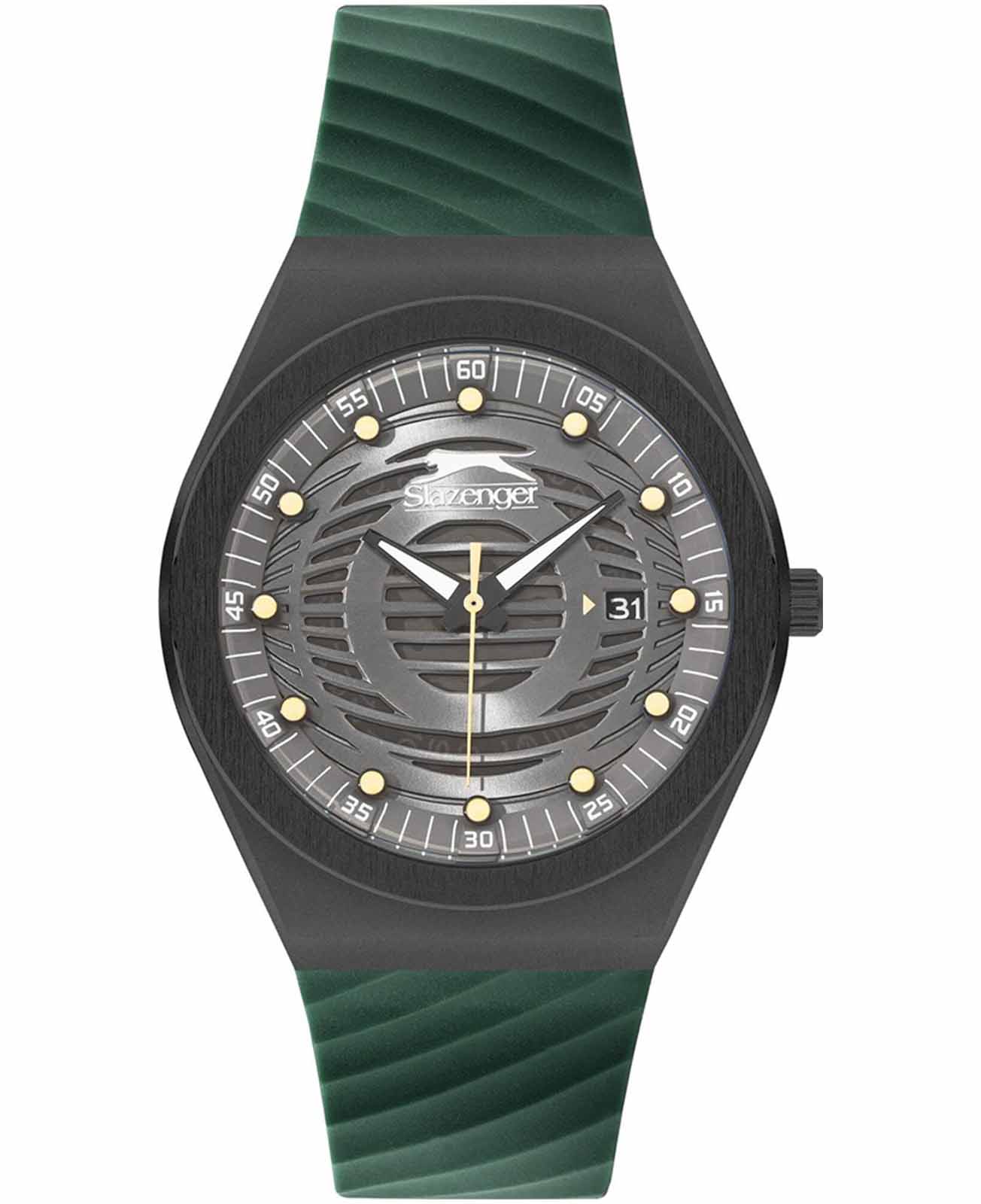 Slazenger Slazenger SL.09.2221.1.06  SL.09.2221.1.06 кварцевые мужские часы серый циферблат, браслет силикон — вид спереди