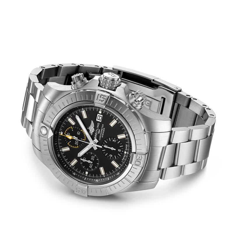Breitling Breitling Avenger Chronograph 45 A13317101B1A1, avenger швейцария мужские часы на браслете нержавеющая сталь боковой вид