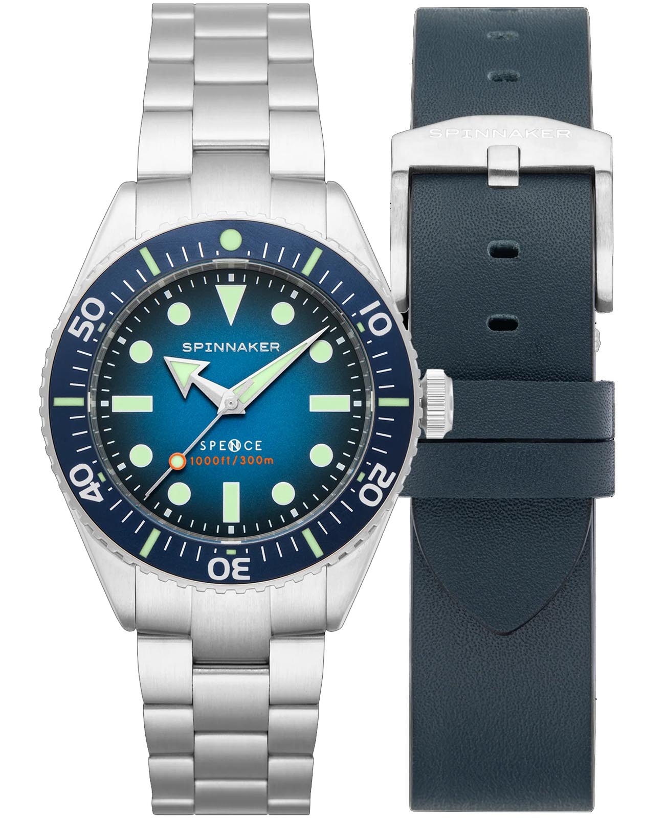 Spinnaker Spinnaker Spence SP-5097-22  SP-5097-22 механические мужские часы синий циферблат, браслет нержавеющая сталь — вид спереди
