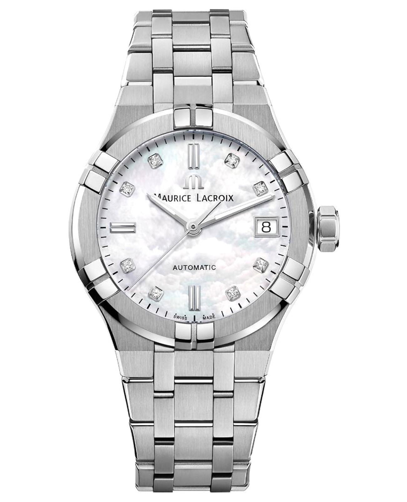 Maurice Lacroix Maurice Lacroix Aikon Automatic AI6006-SS002-170-1  AI6006-SS002-170-1 механические женские часы перламутровый циферблат, браслет нержавеющая сталь — вид спереди