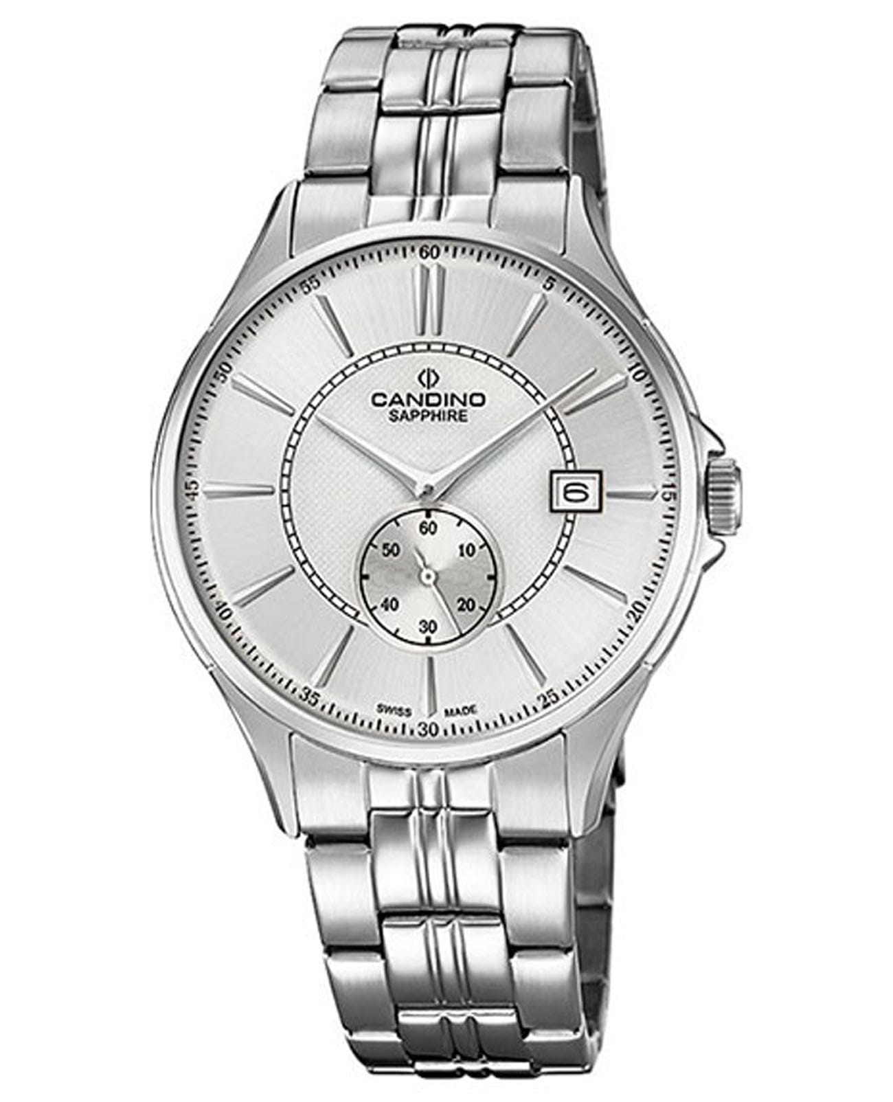 Candino Candino Classic C4633/1  C4633/1 кварцевые мужские часы серебристый циферблат, браслет нержавеющая сталь — вид спереди