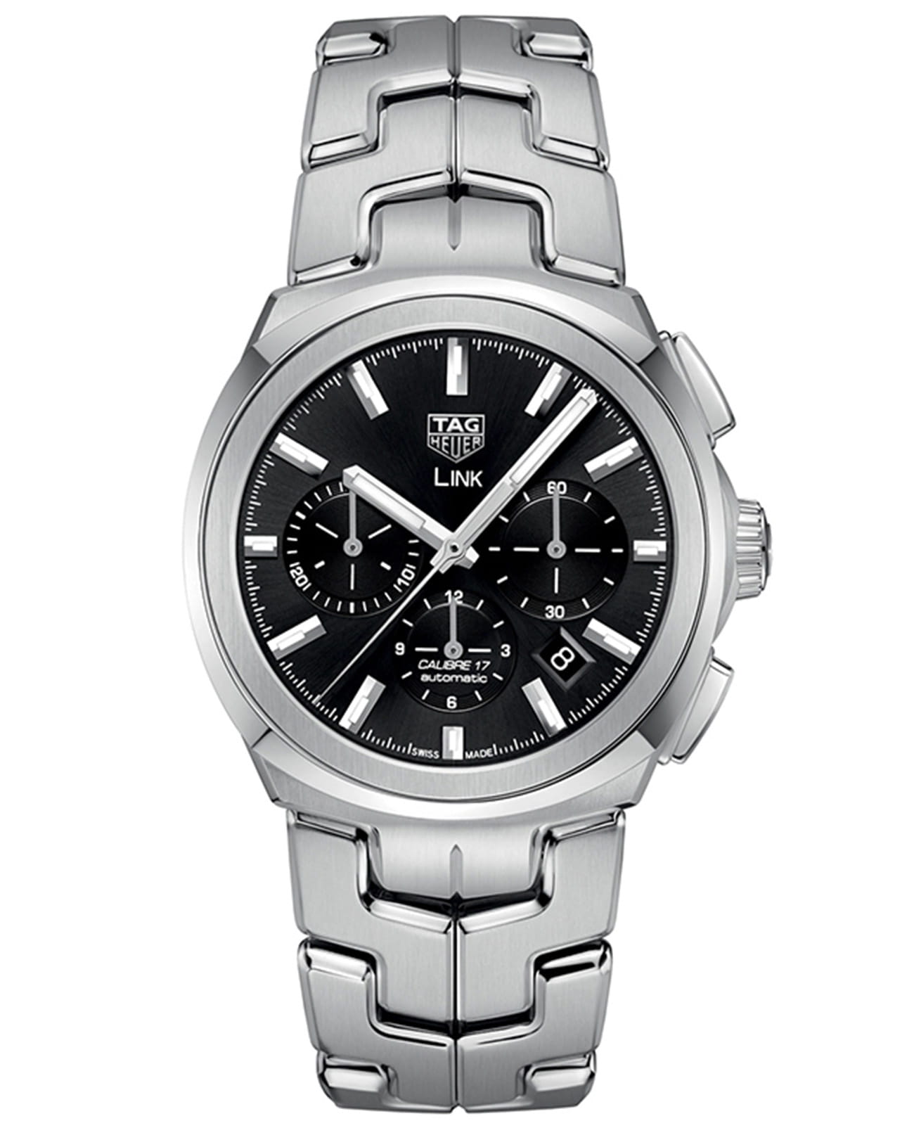 TAG Heuer TAG Heuer Link CBC2110.BA0603  CBC2110.BA0603 механические мужские часы черный циферблат, браслет нержавеющая сталь — вид спереди