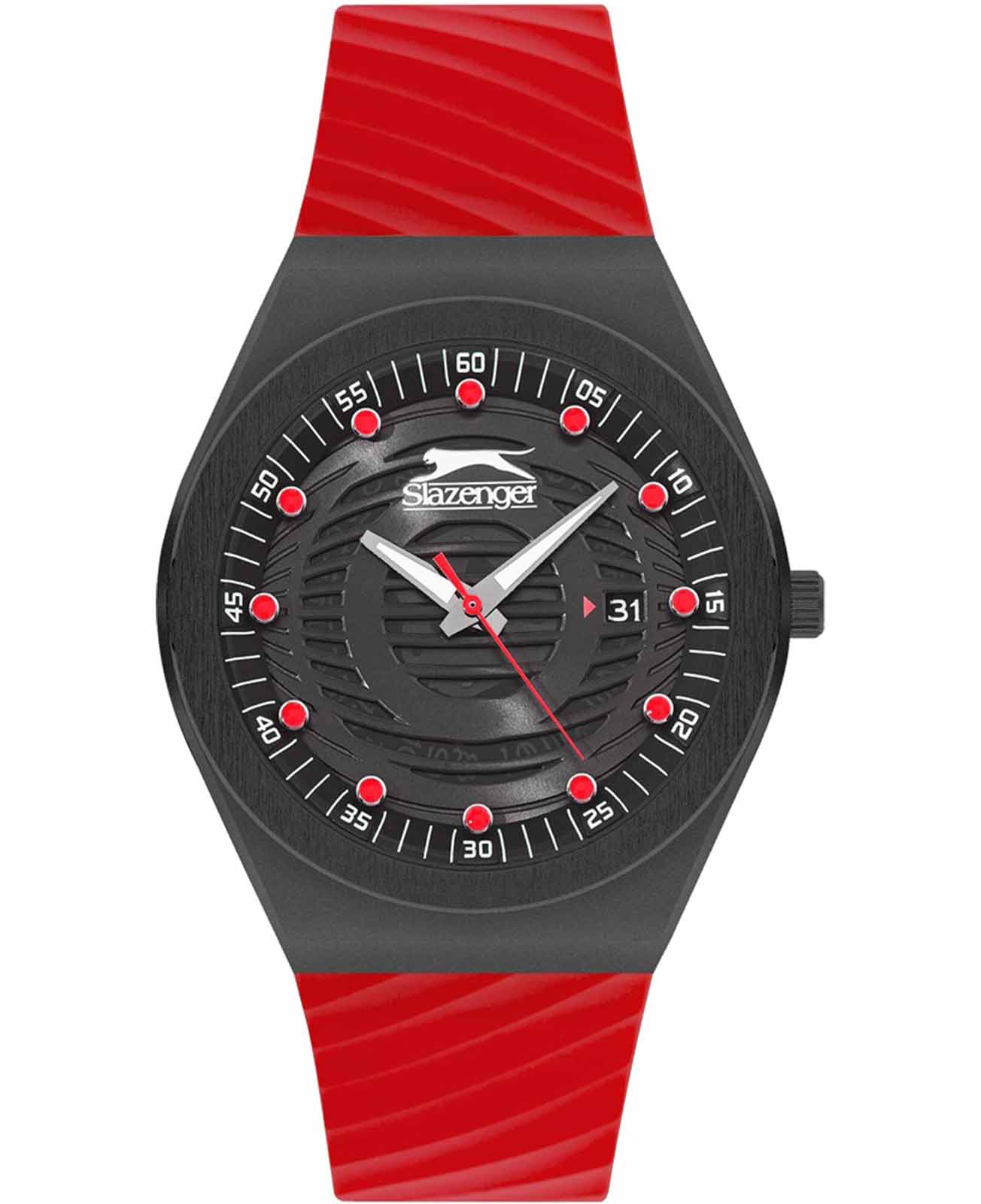 Slazenger Slazenger SL.09.2221.1.07  SL.09.2221.1.07 кварцевые мужские часы черный циферблат, браслет силикон — вид спереди