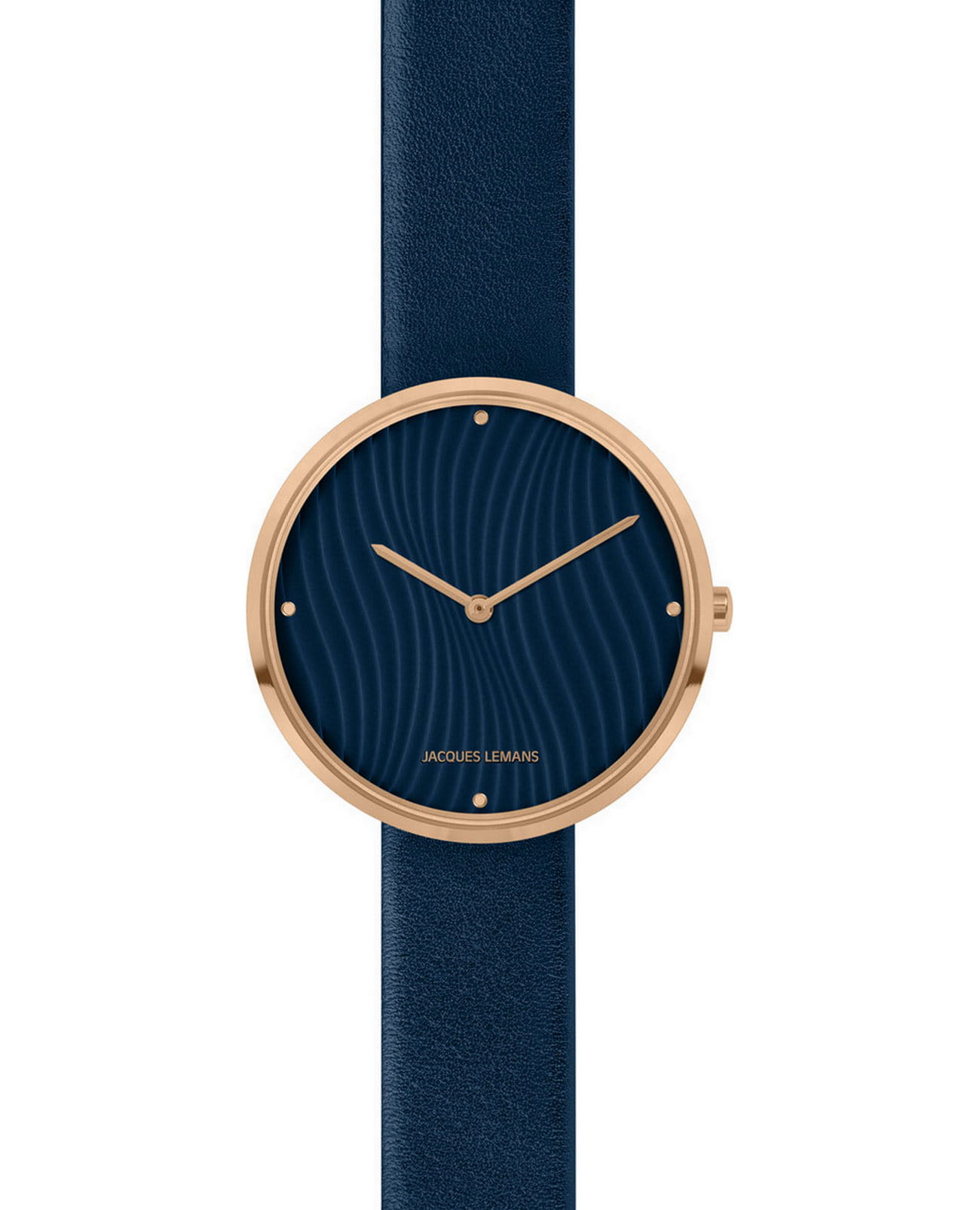 Jacques Lemans Jacques Lemans  Design Collection 1-2093J  1-2093J кварцевые женские часы синий циферблат, браслет кожаный — вид спереди