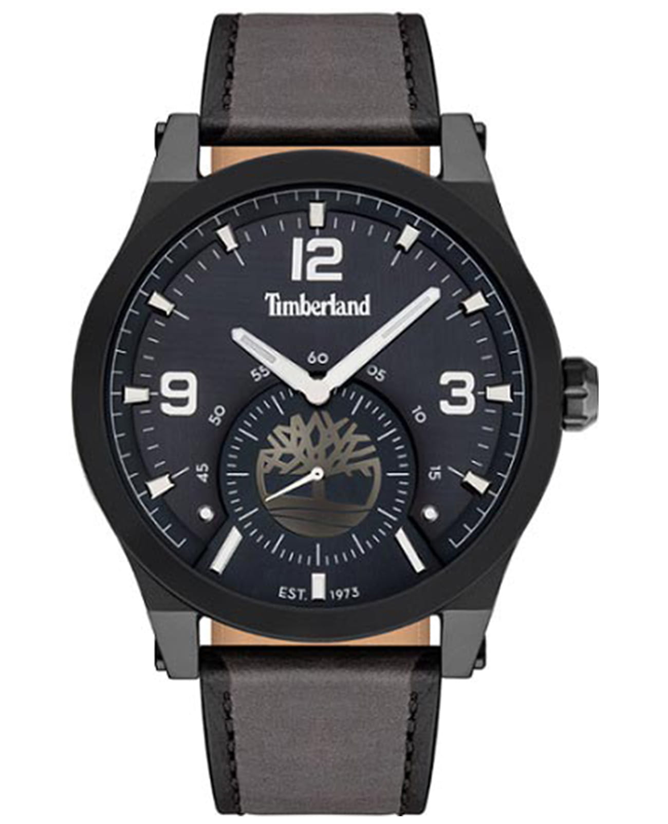 Timberland Timberland Hooksett TDWJF2002001  TDWJF2002001 кварцевые мужские часы черный циферблат, браслет кожаный — вид спереди