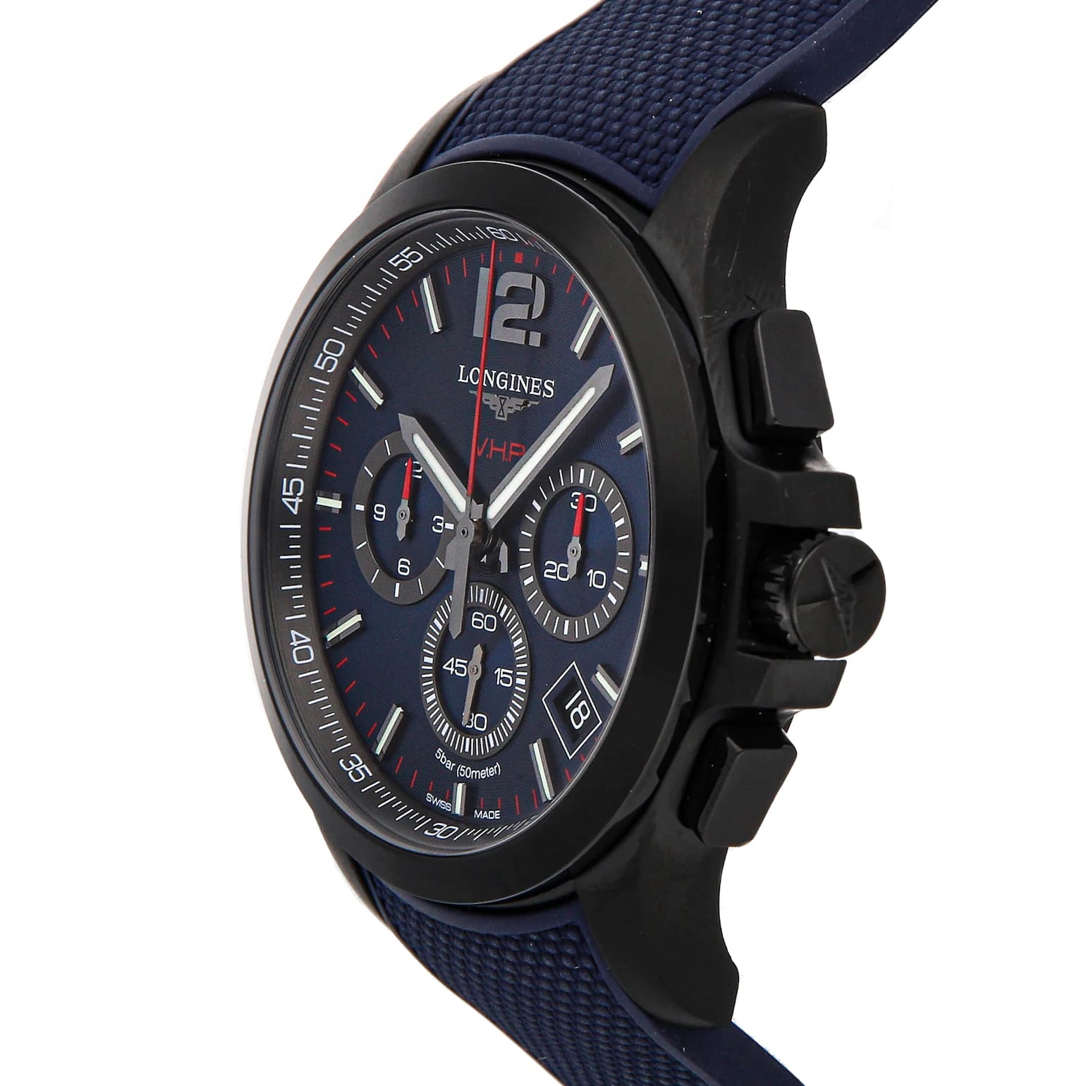 Longines Longines Conquest V.H.P. L3.717.2.96.9, conquest v.h.p. швейцария мужские часы на браслете каучук боковой вид